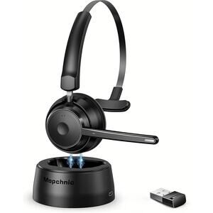 Bluetooth On Ear Black Headset Wireless Headphone Noise-Canceling- Microphone
